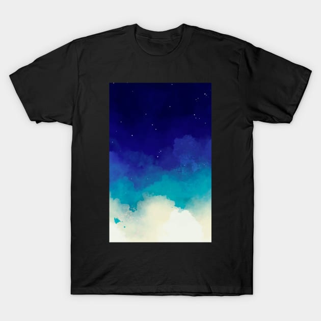 Blue watercolor starry sky background T-Shirt by t-shiit